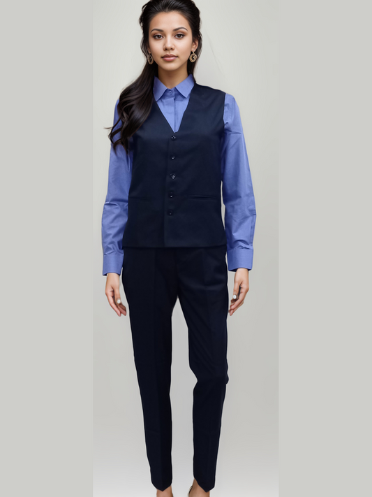 V Neck Waistcoat Navy Blue - J R GARMENTS