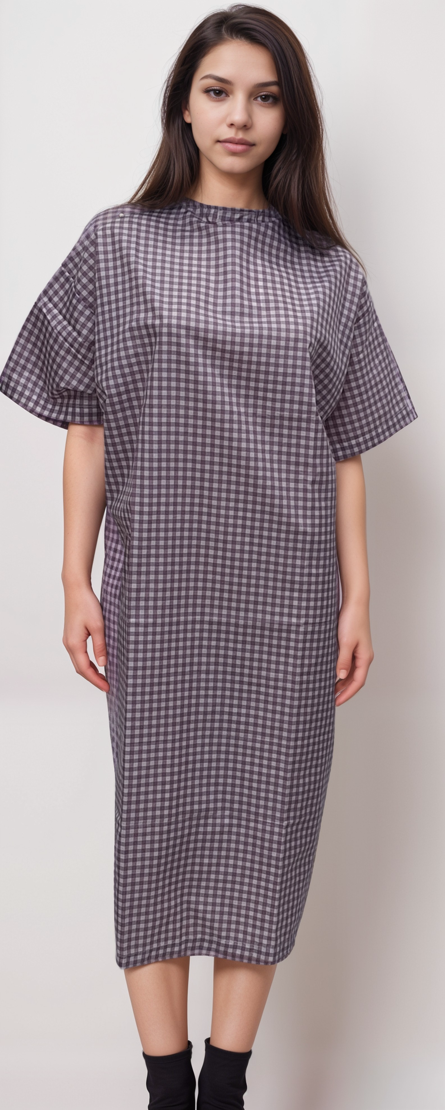 Patient Gown Nadi Lavender Checks | HICKORY
