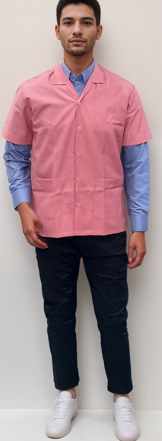 Apron Half Sleeves Pink - Stylish & Functional Pink Half Sleeve Apron - J R GARMENTS