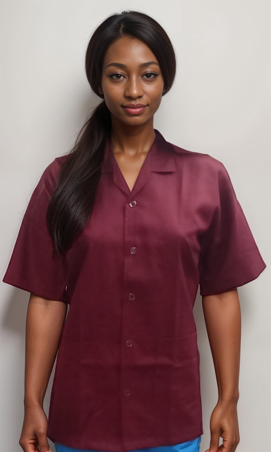 Maroon Half Sleeves Apron - J R GARMENTS
