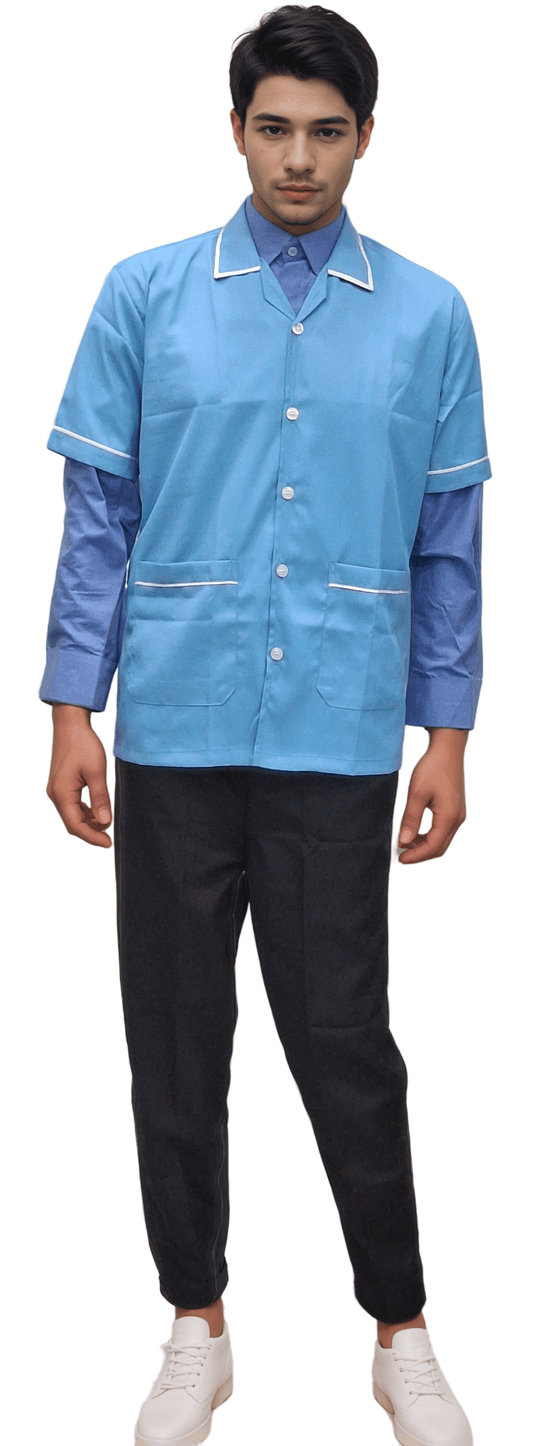 Premium Baby Blue Half Sleeve Apron for Staff