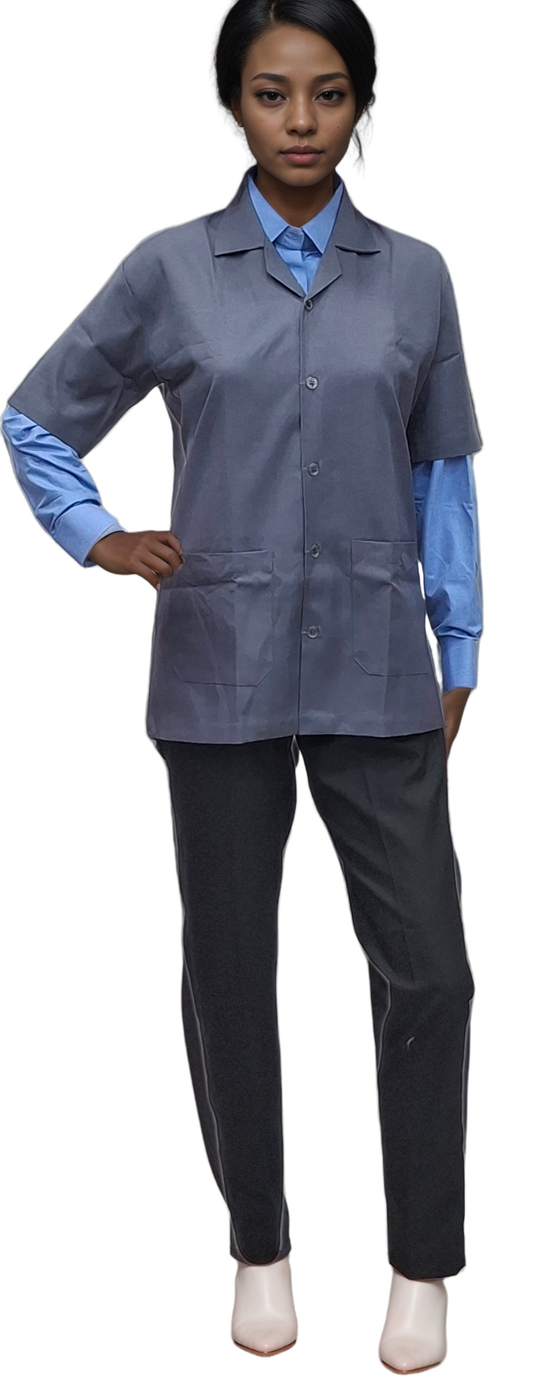Apron Half Sleeves Grey | HICKORY - Stylish Grey Half Sleeve Apron for Everyday Use - J R GARMENTS