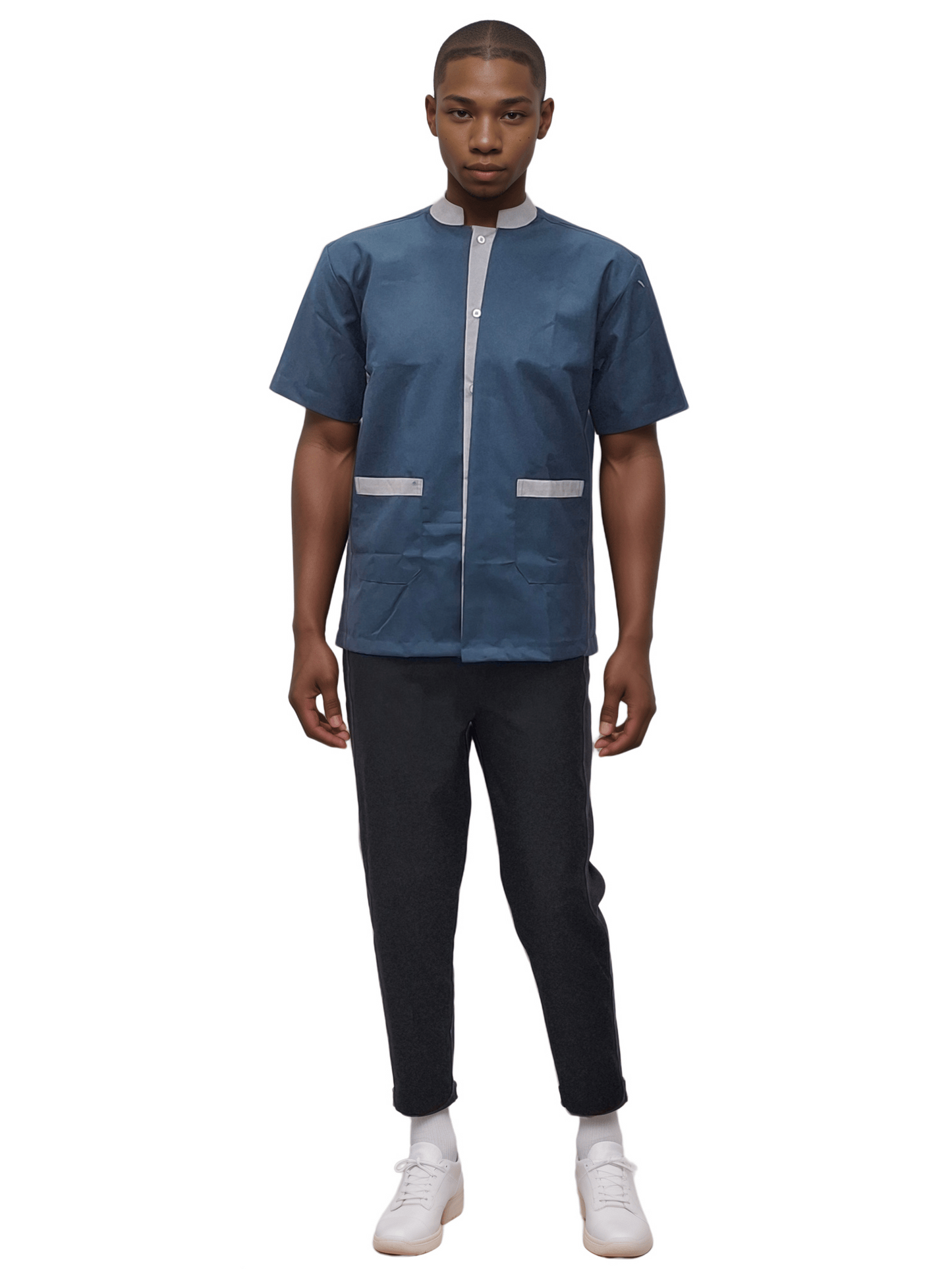 Helping Staff Shirt Air Force Blue with Grey Detailing | HICKORY - J R GARMENTS