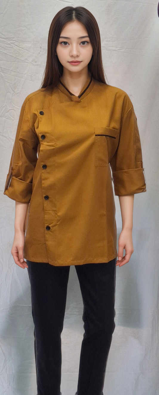 Chef Coat Mustard - Stylish Mustard Chef Coat for Culinary Professionals - J R GARMENTS