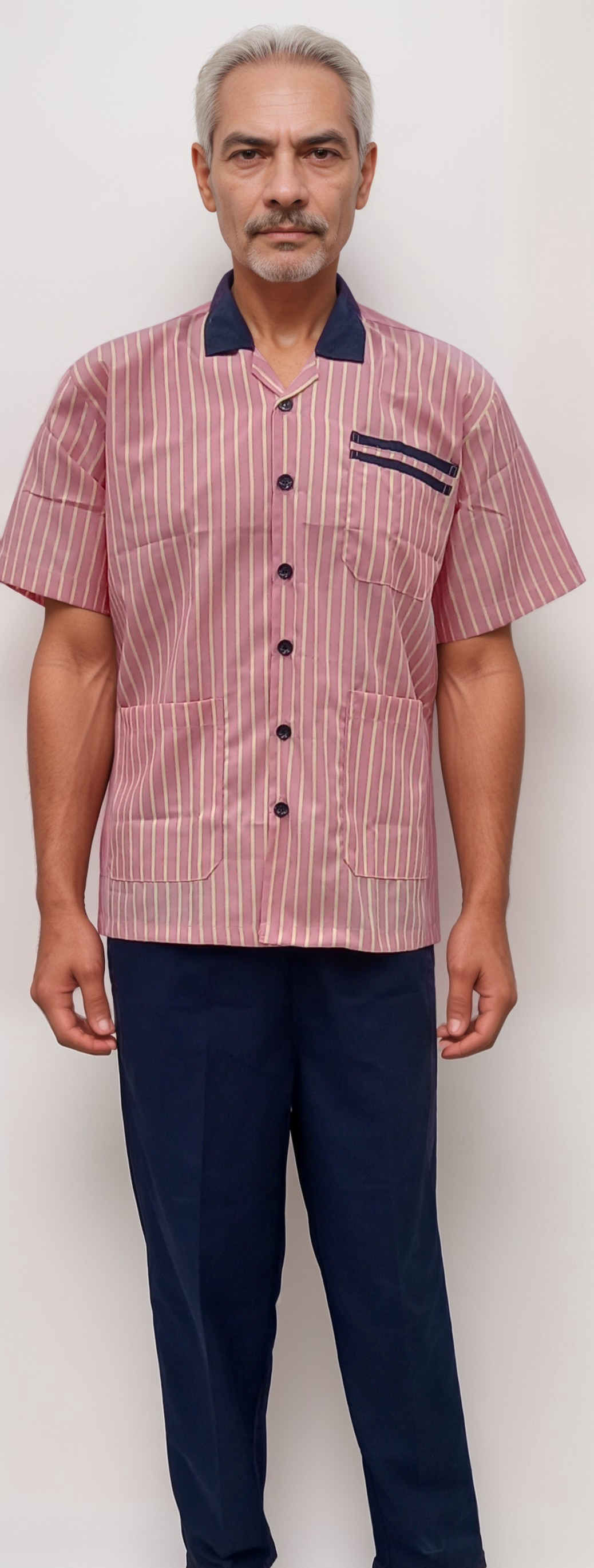 Patient Dress Pink Lining Navy Pajama - J R GARMENTS