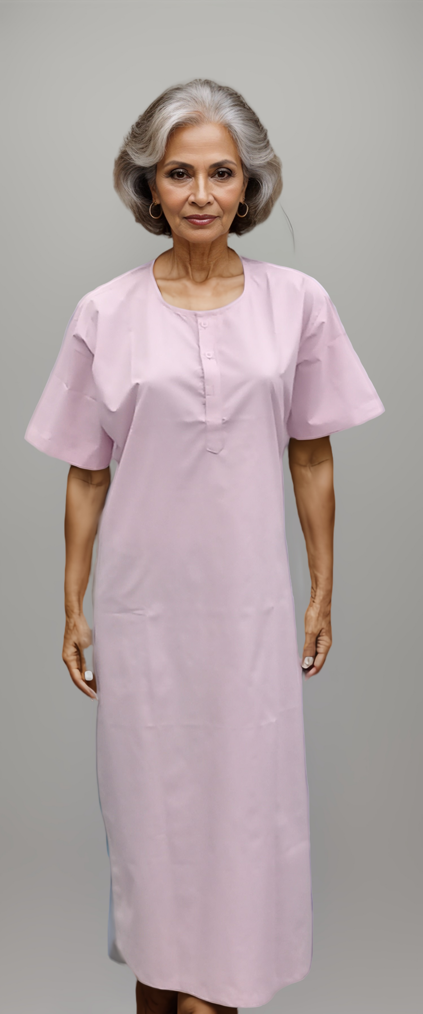 Patient Gown with Pink Lining - 3 Button Design by HICKORY - J R GARMENTS