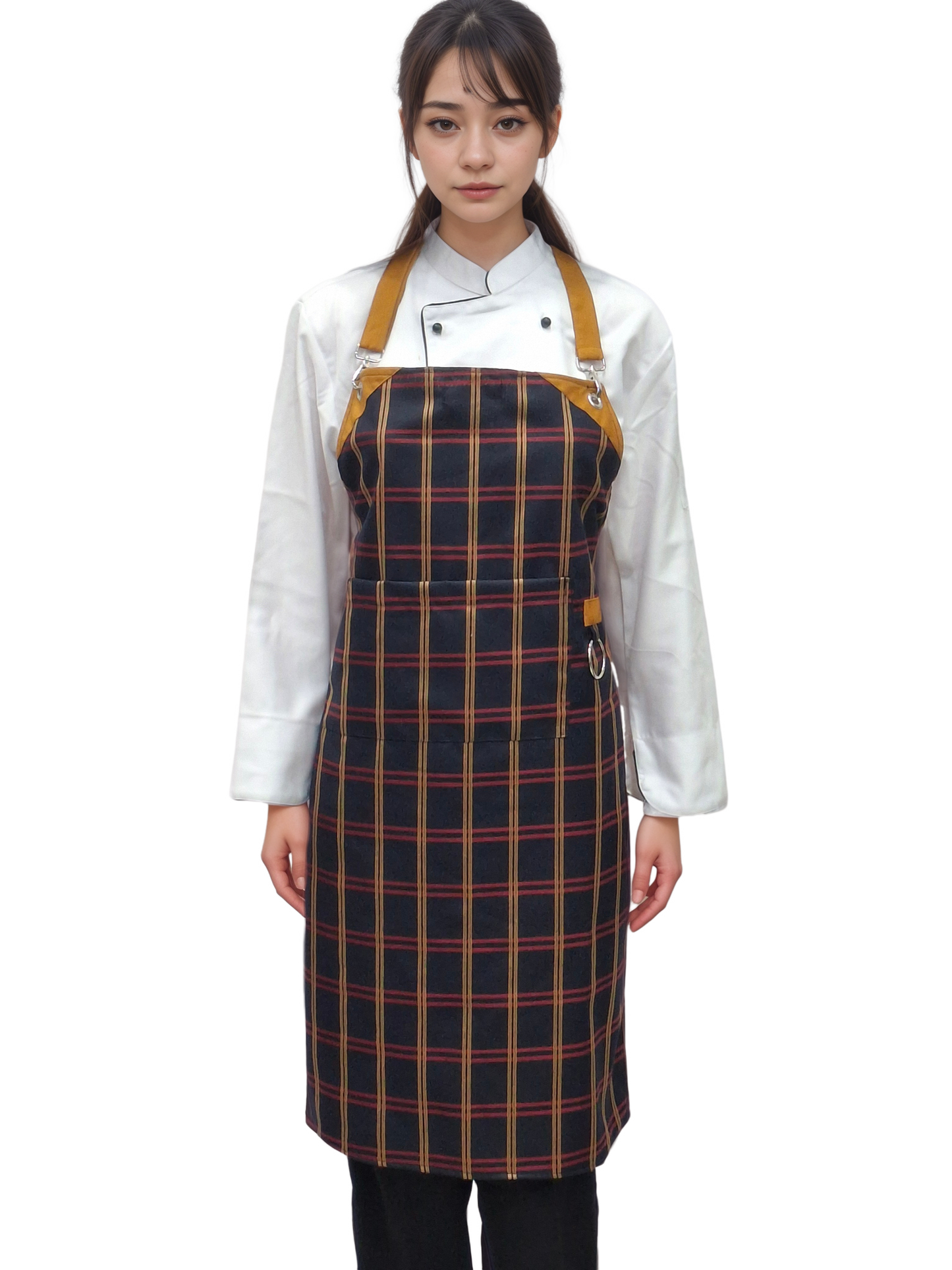 Premium Black Bold Checks Kitchen Apron - HICKORY | Stylish & Functional Premium Kitchen Apron - J R GARMENTS