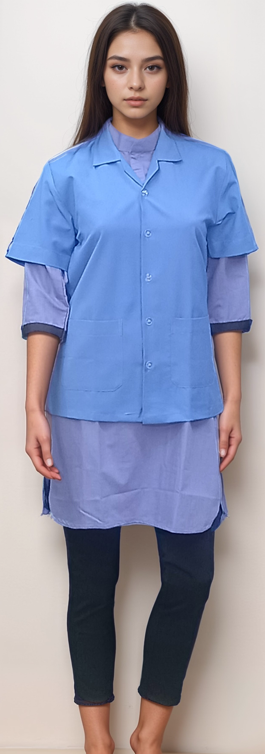 Apron Half Sleeves Blue