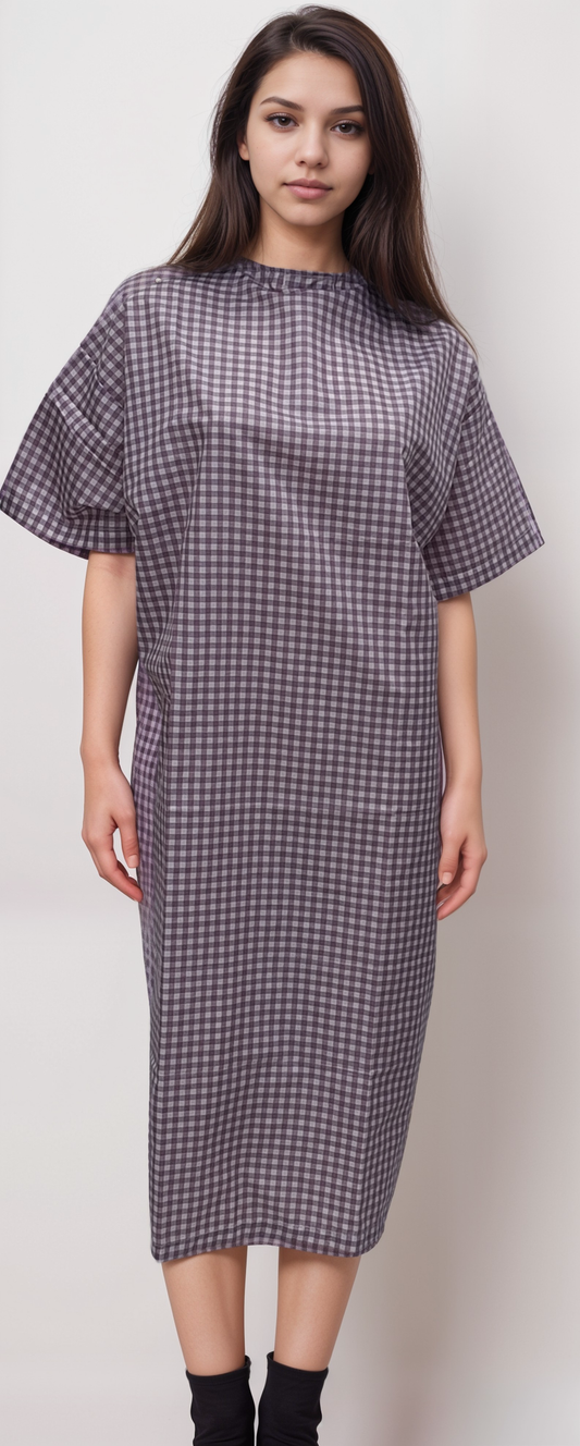 Patient Gown Nadi Lavender Checks | HICKORY