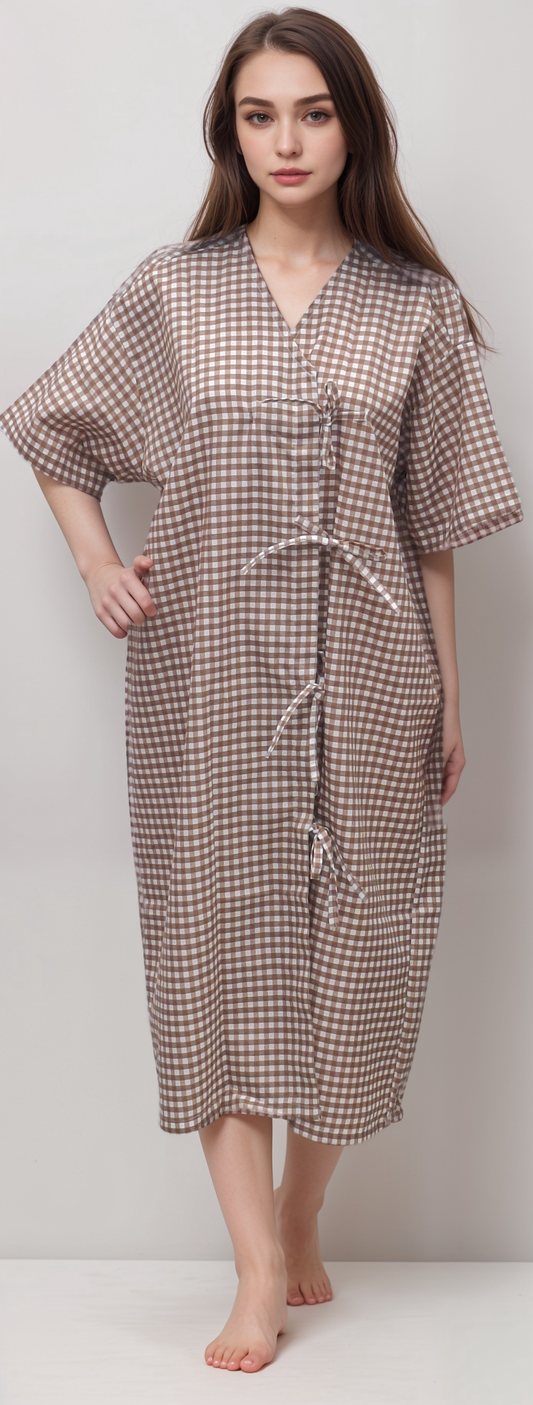 Patient Gown Nadi Brown Checks