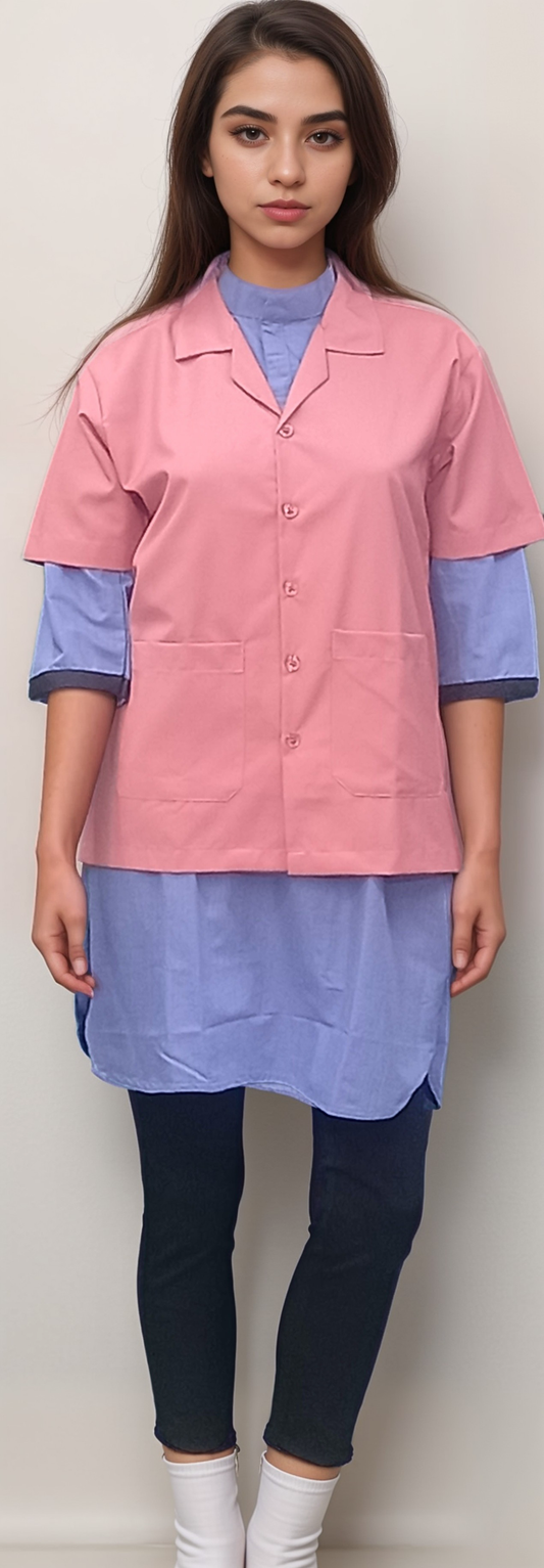 Apron Half Sleeves Pink