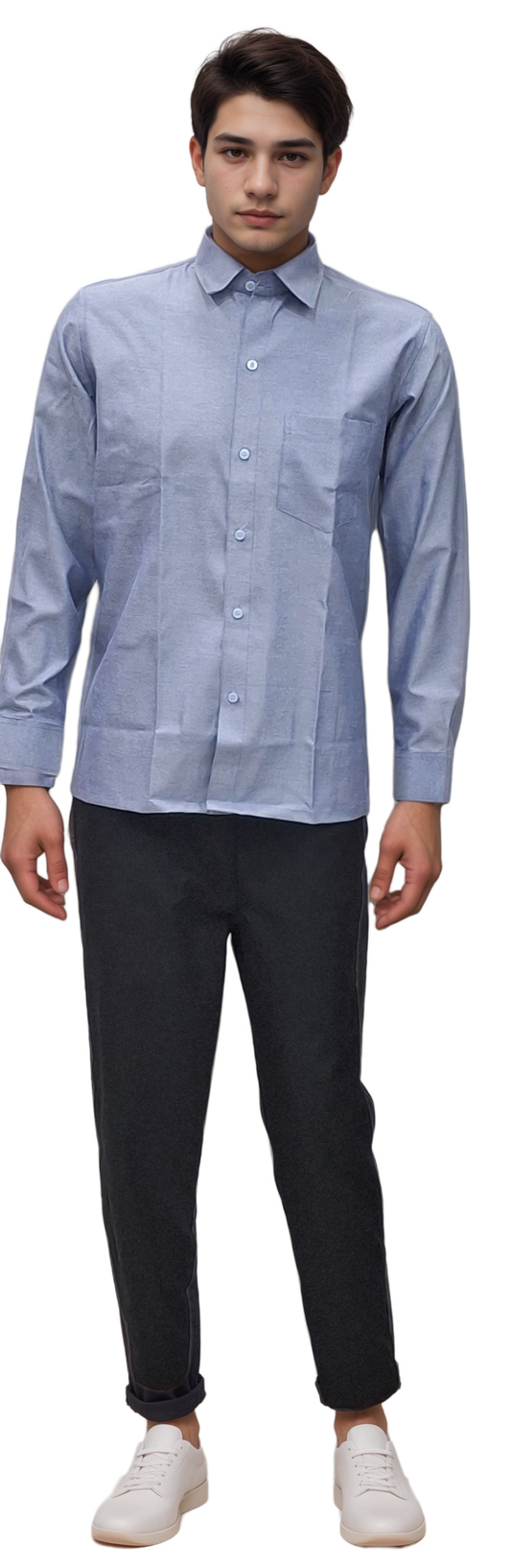 HICKORY Men's Blue Formal Shirt – Elegant Medium Blue Office & Event Wear