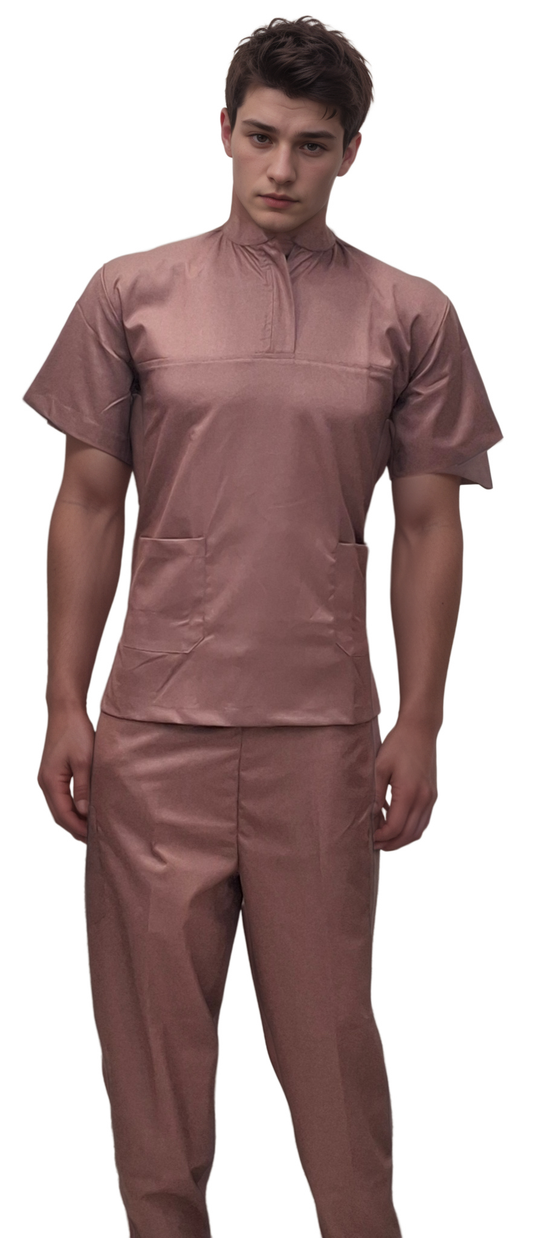 Scrubs Chinese Collar Bronze HICKORY - Stylish & Comfortable Medical Scrubs - J R GARMENTS