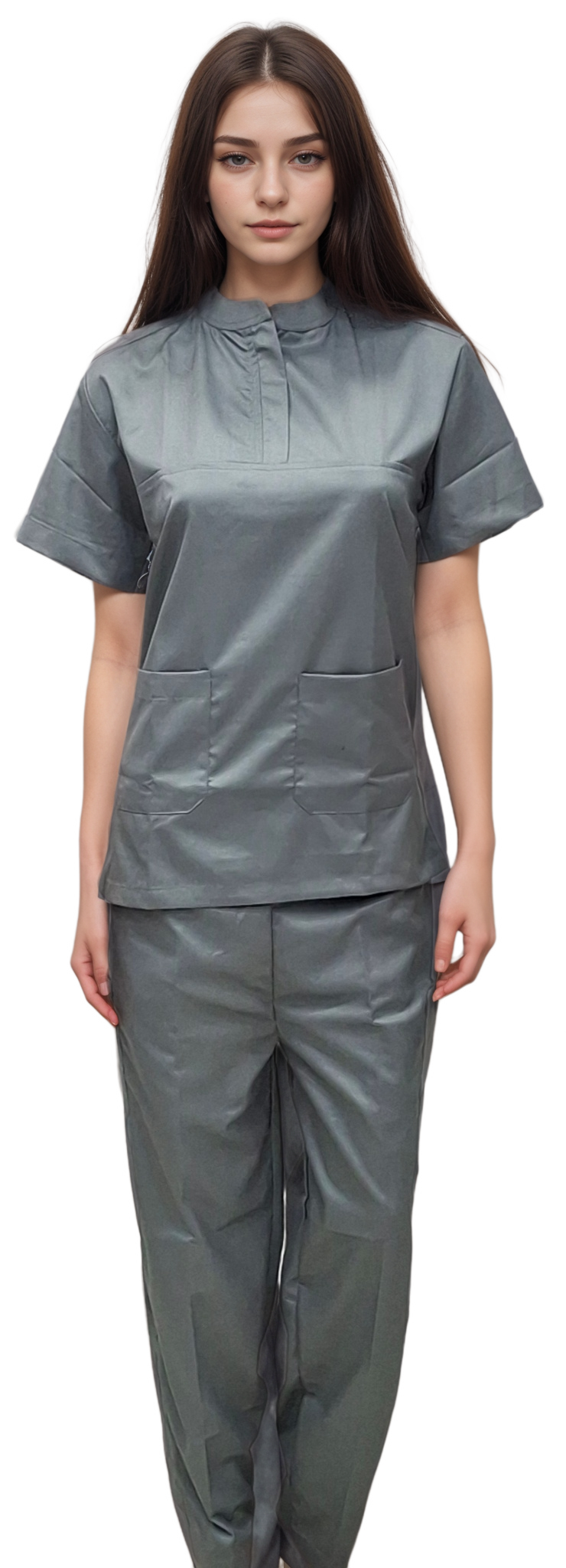 Stylish and Comfortable Chinese Collar Grey Scrubs - HICKORY Medical Uniforms - J R GARMENTS