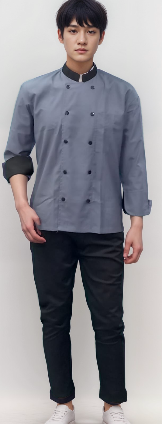 Chef Coat Grey & Black Full Sleeves