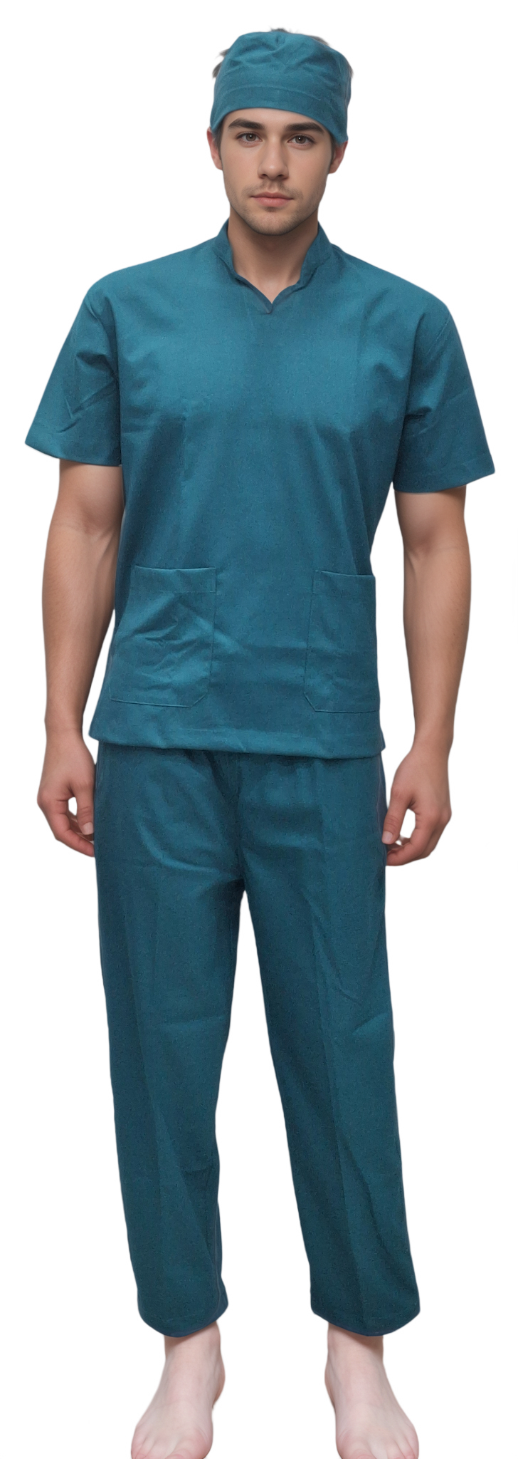 Stretchable Stand Collar Emerald Green Doctor Scrubs | HICKORY