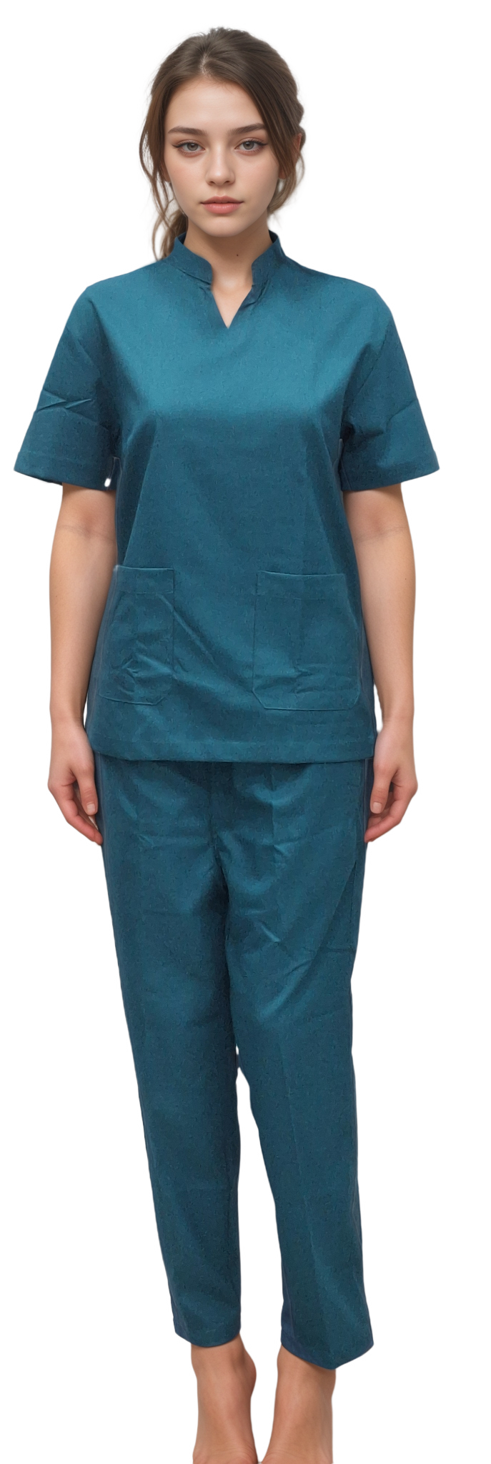 Stretchable Stand Collar Emerald Green Doctor Scrubs | HICKORY