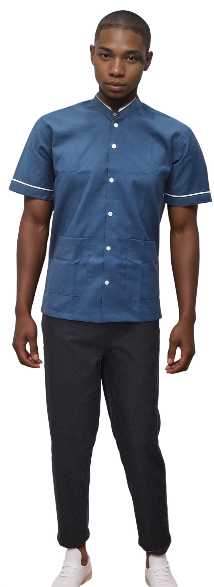 Helping Staff Shirt - Air Force Blue with White Piping by HICKORY - J R GARMENTS