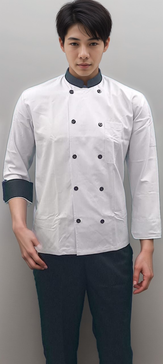 Chef Coat White & Black Full Sleeves
