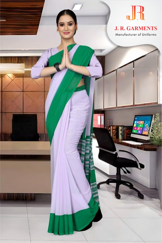 Saree White with Green Border