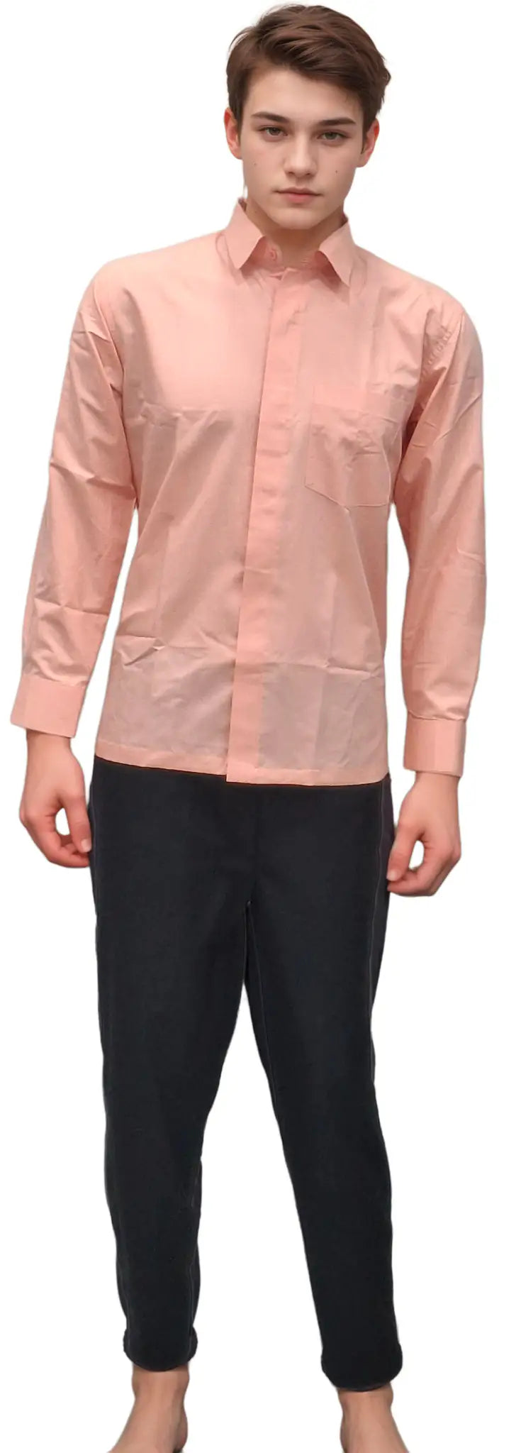 HICKORY Men's Peach Formal Shirt for Elegant Office & Event Wear - J R GARMENTS