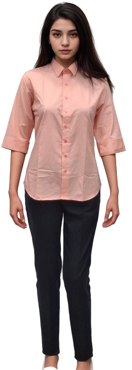 HICKORY Women's Peach Formal Shirt for Elegant and Comfortable Office Wear