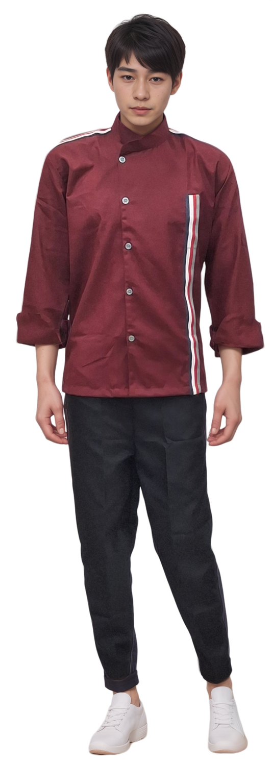 Maroon Chef Coat - Stylish and Durable Culinary Uniform for Professionals