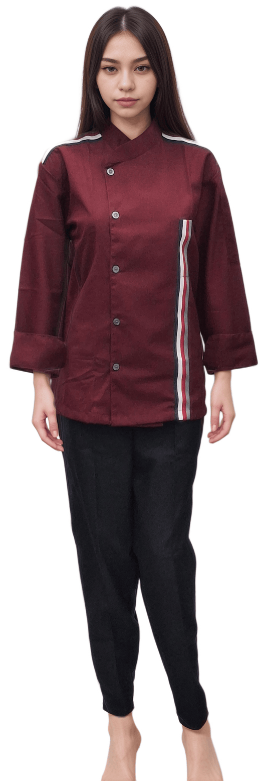 Maroon Chef Coat - Stylish and Durable Culinary Uniform for Professionals