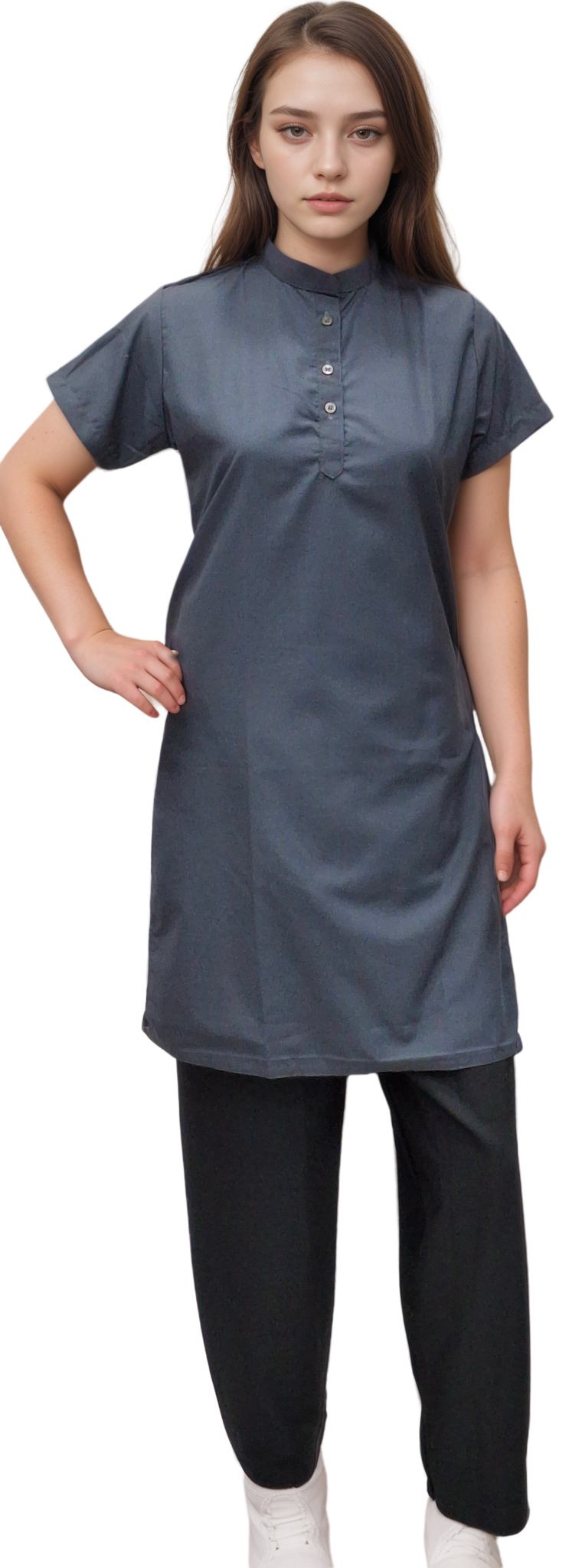 Punjabi Dress Grey Top Black Salwar - J R GARMENTS