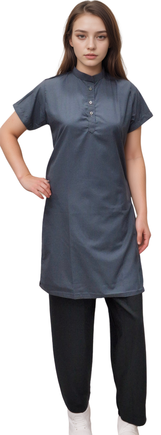 Punjabi Dress Grey Top Black Salwar - J R GARMENTS