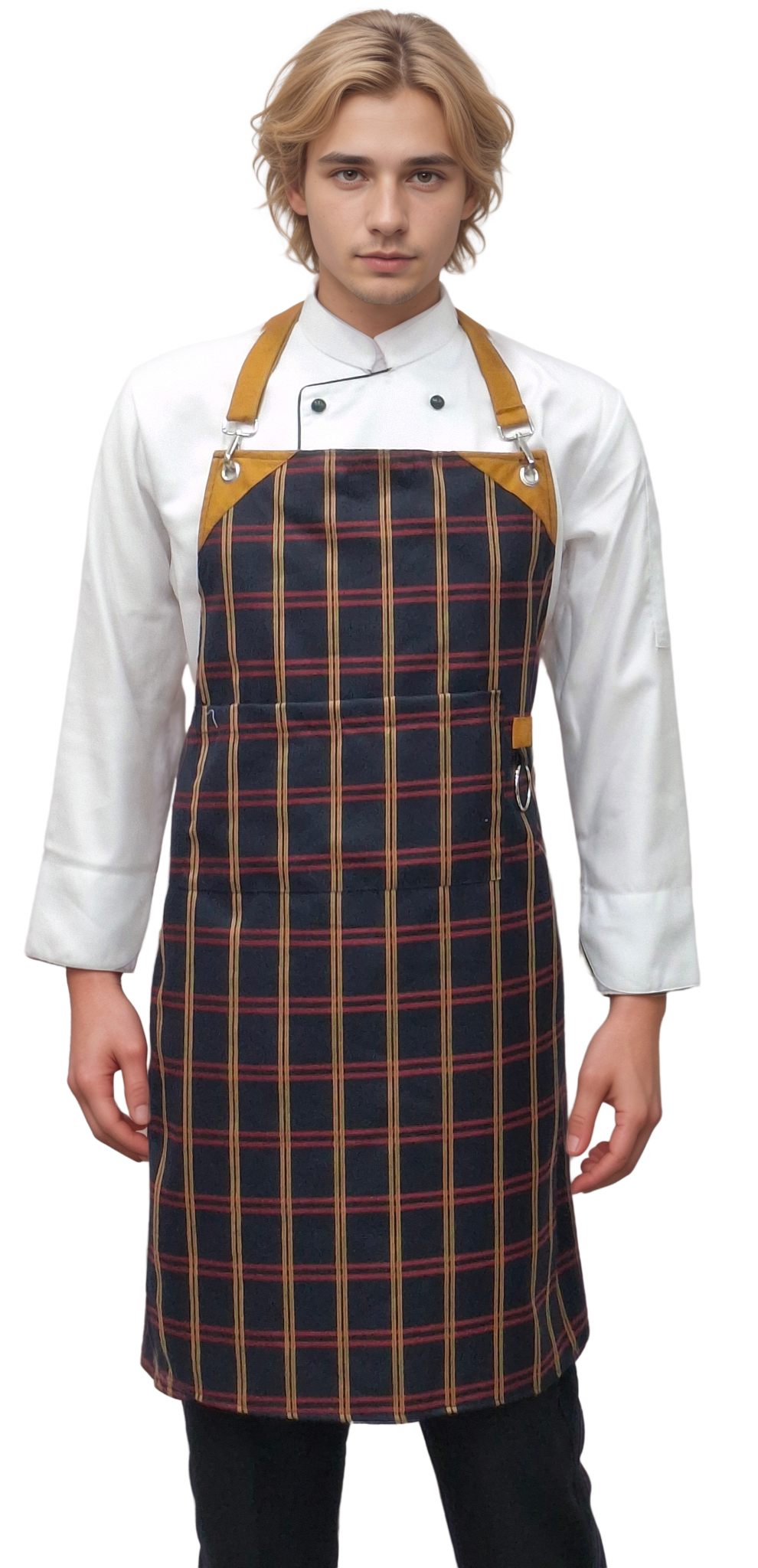 Premium Black Bold Checks Kitchen Apron - HICKORY | Stylish & Functional Premium Kitchen Apron - J R GARMENTS