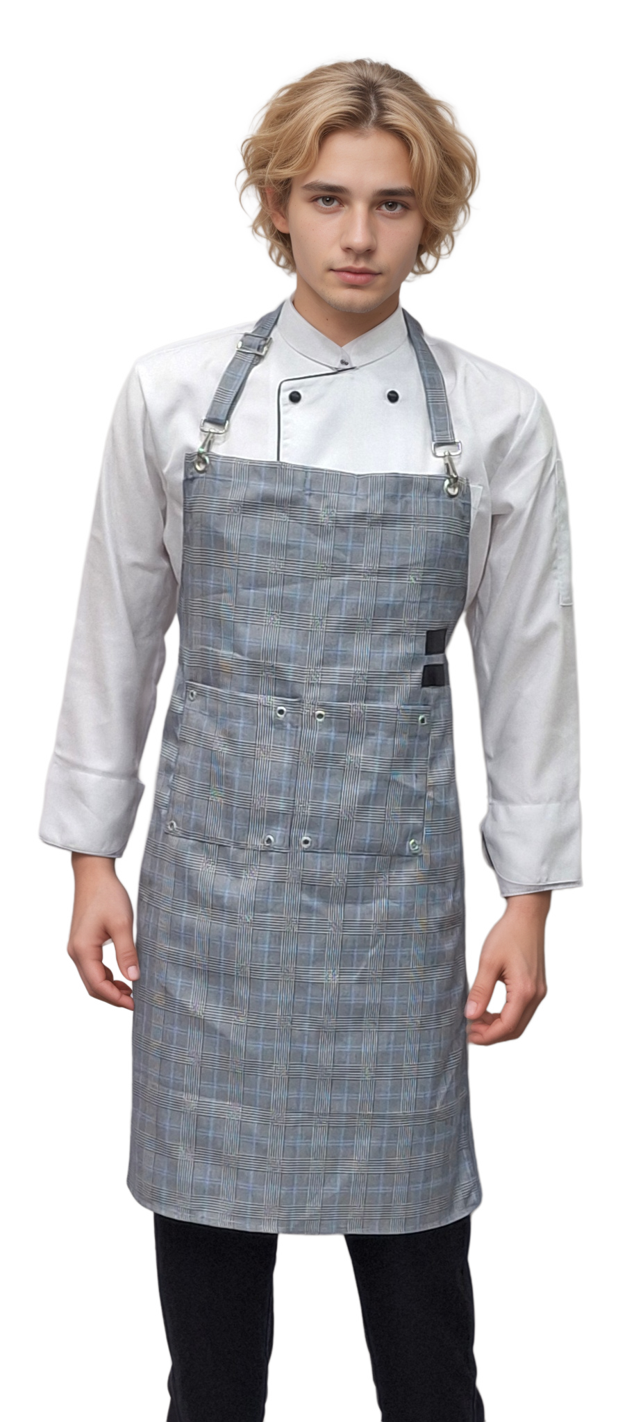 Premium Kitchen Apron in Classic Black & White Checks by HICKORY - J R GARMENTS