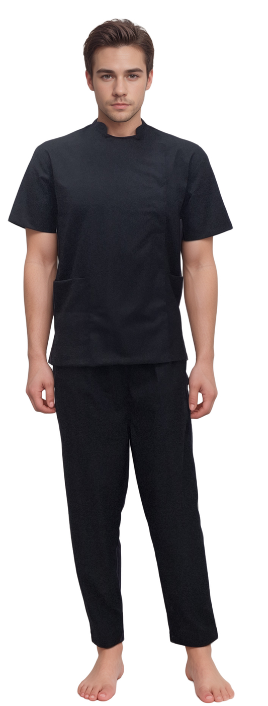 Stretchable Black Salon Uniform for Spa Professionals | HICKORY